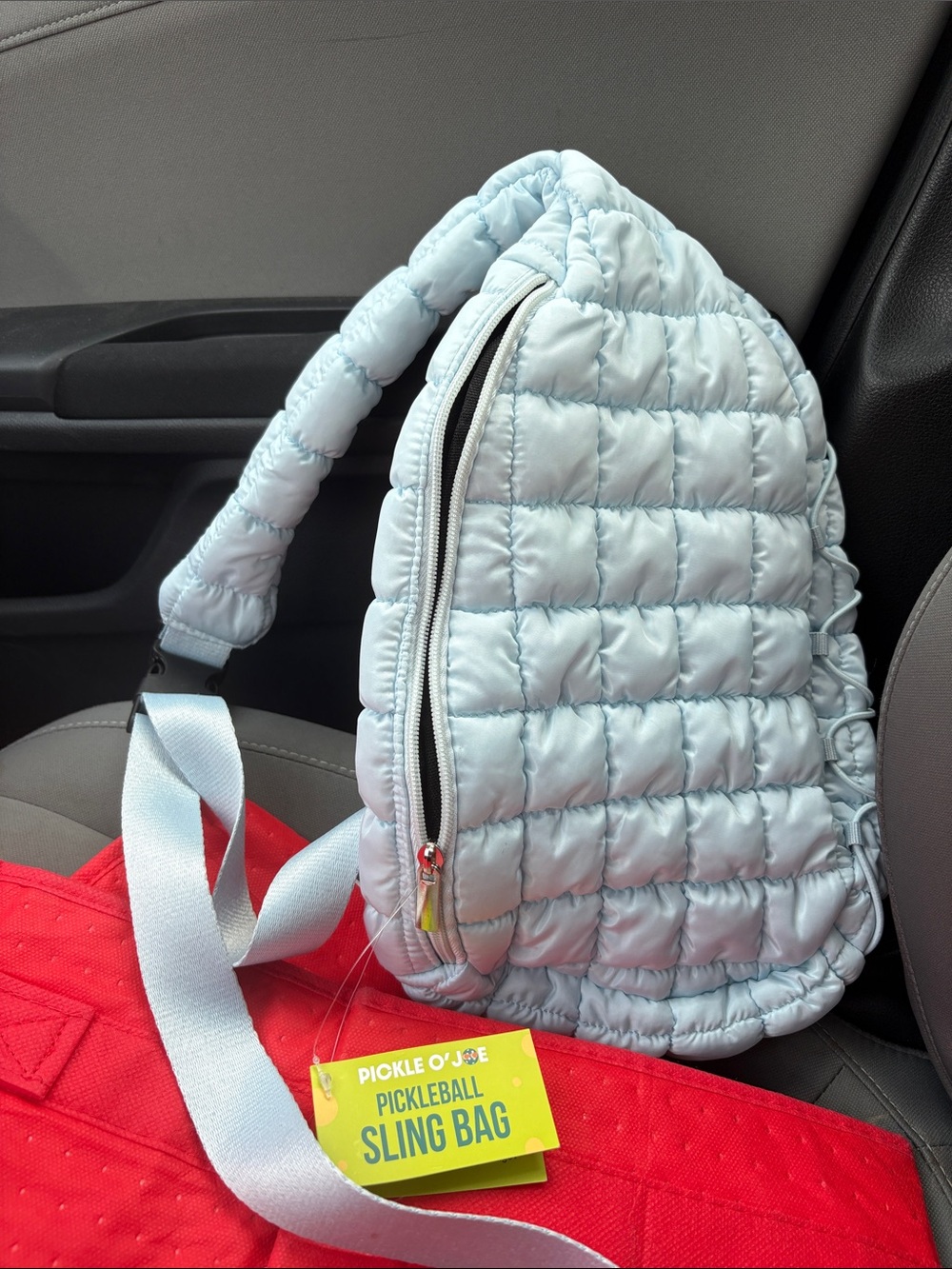 Quilted Light Blue Sling Shoulder Bag – Women
